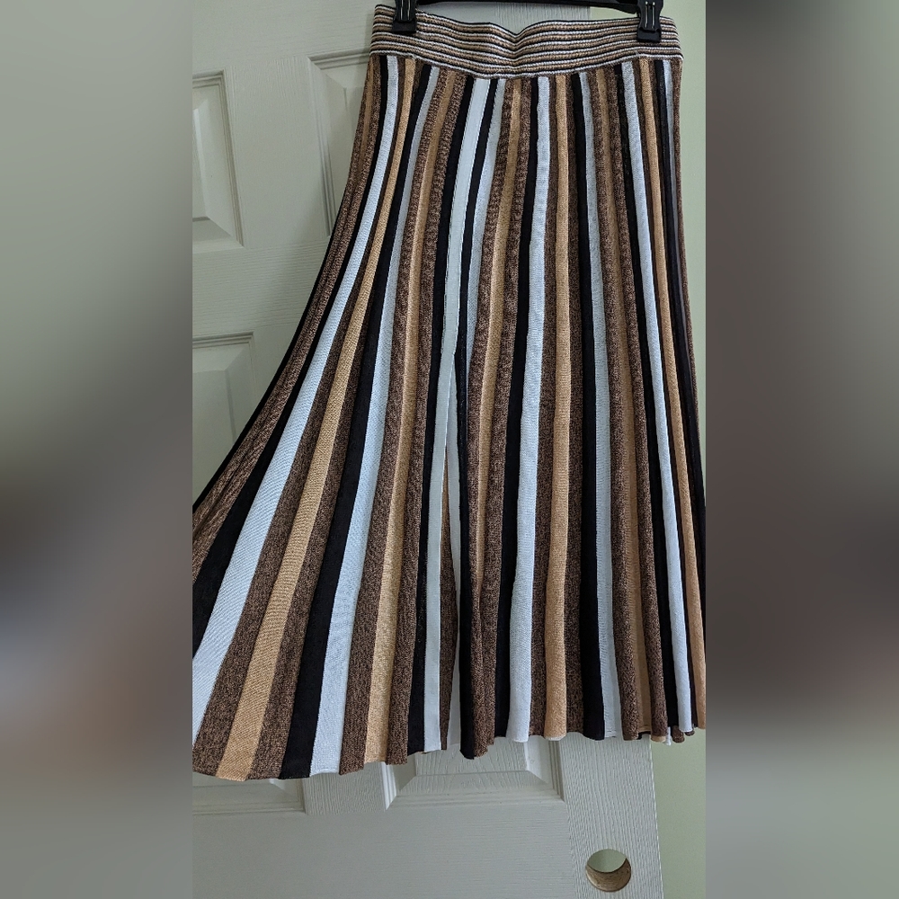 Express Striped Pleated Skirt - Medium